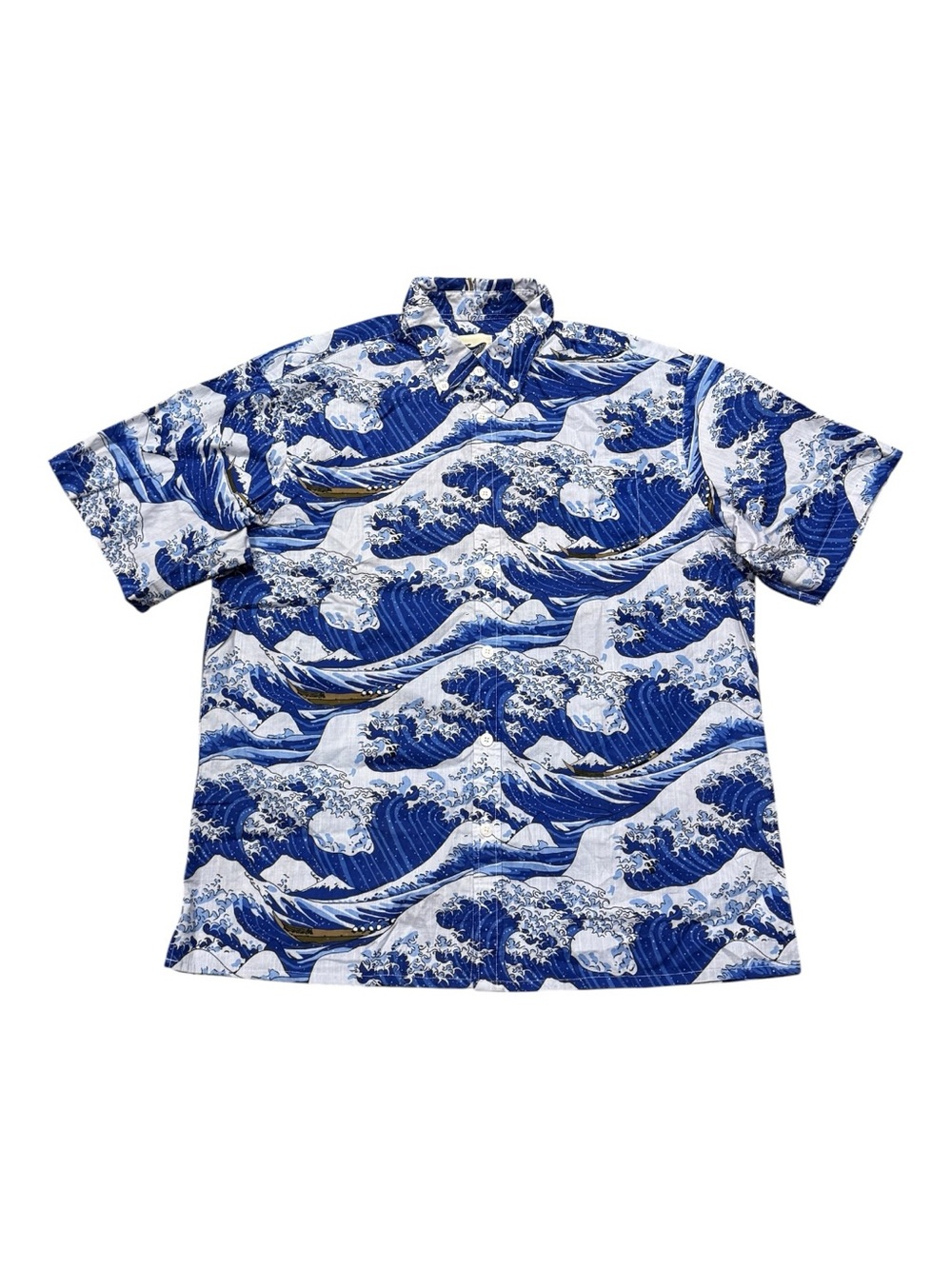 Yiume Japanese Ukiyo-e Great Wave Hawaiian Shirt Men’s Sz L